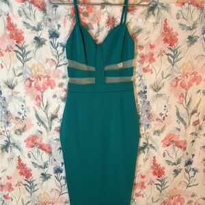 Vintage Elegant Teal Bodycon Dress